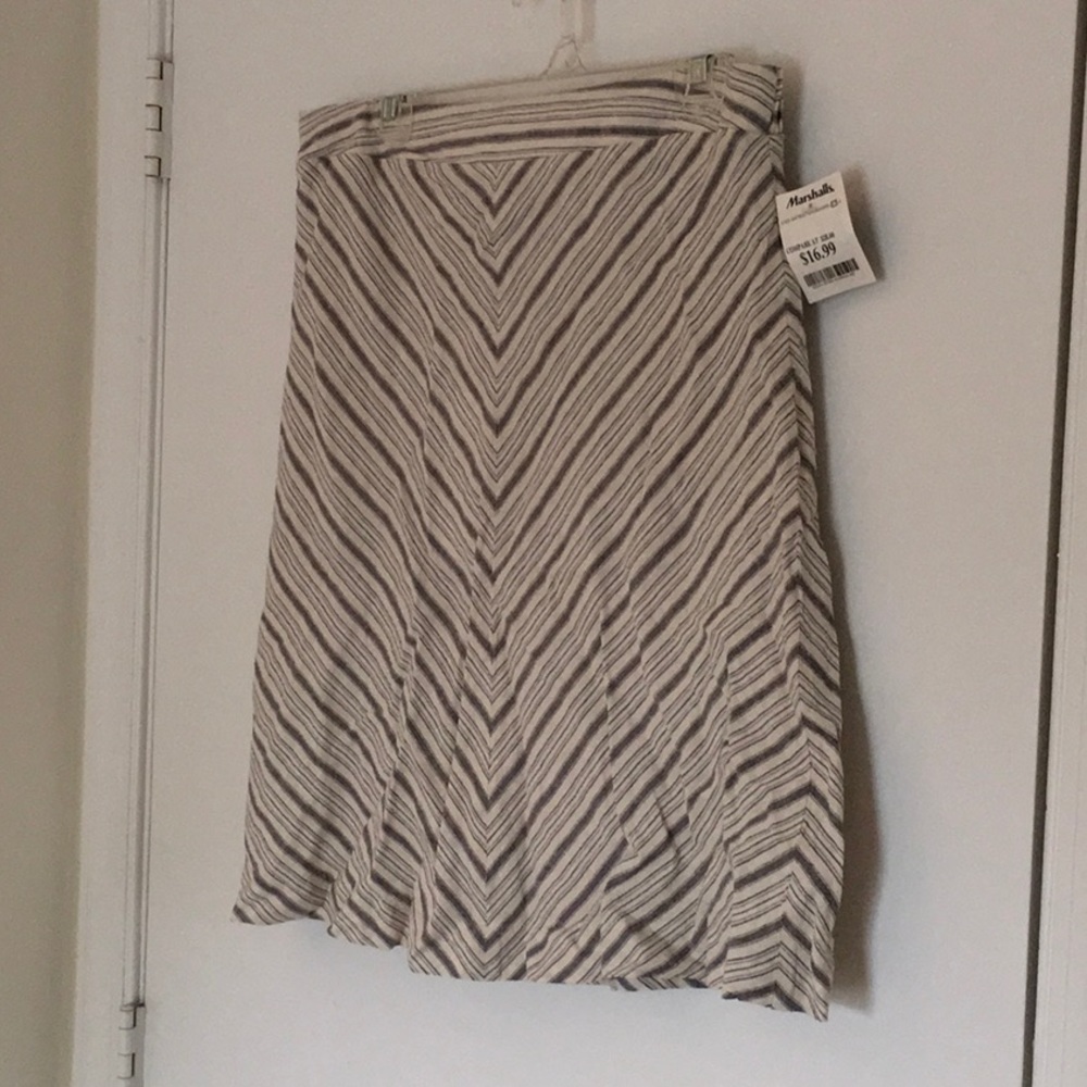 Blue and cream striped linen skirt